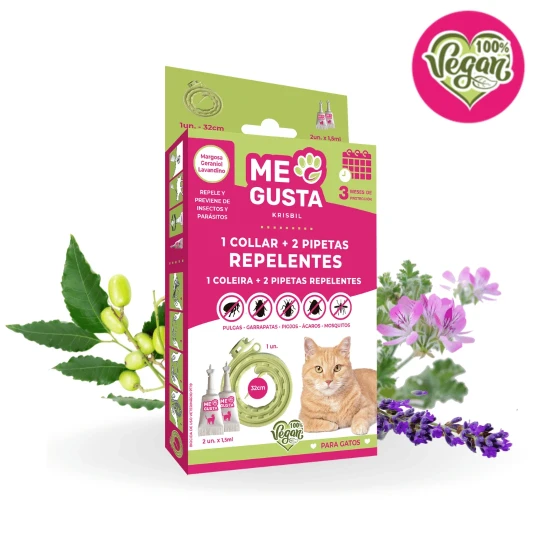 PACK 1 COLEIRA + 2 PIPETAS REPELENTES PARA GATOS